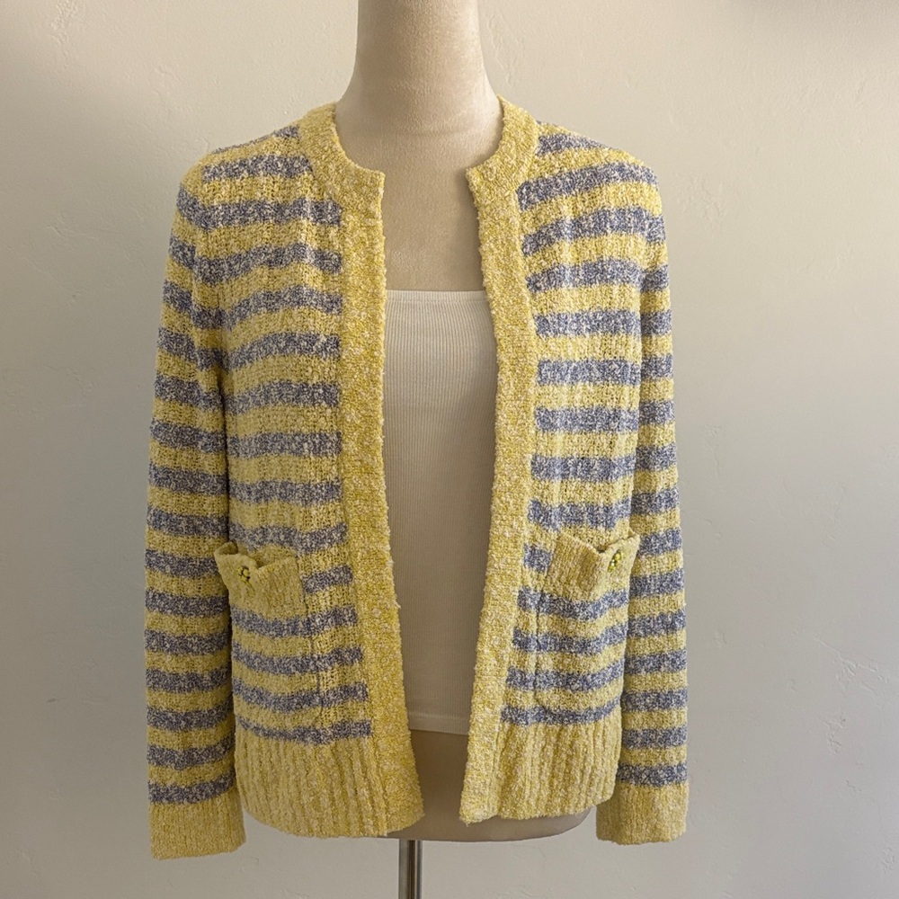 J. Crew Yellow and Purple Striped Cardigan